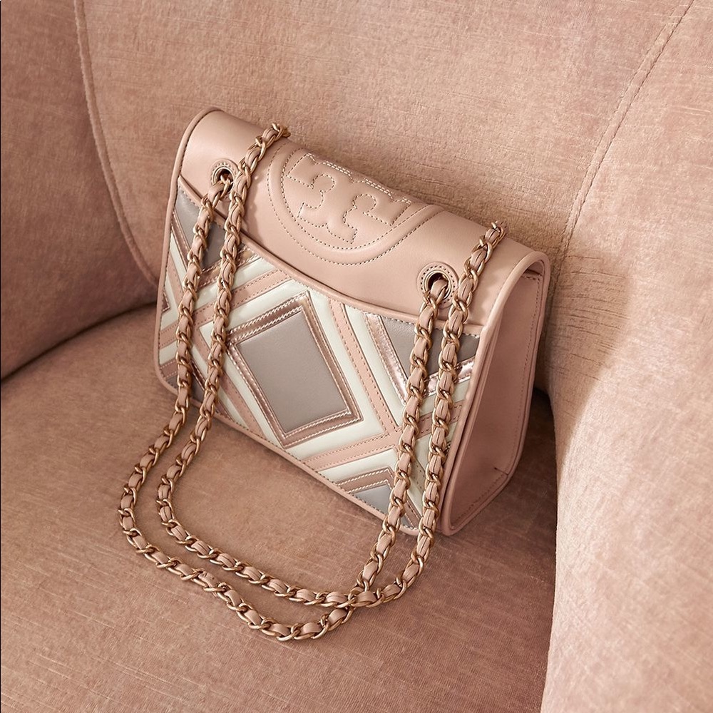 Tory Burch Fleming Geo-Leather Medium Shoulder Bag